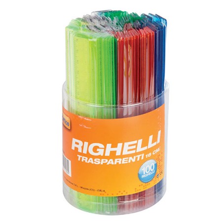 RIGHELLO CM.16 COLORI ASS. TRASP. (100 PZ) 32/088