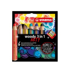 1 - 6 Matitoni colorati Stabilo Woody 3in1 Arty Line 8806-1-20