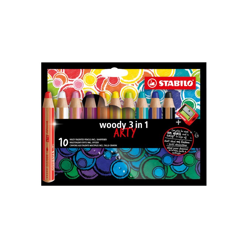 10 Matitoni colorati Stabilo Woody 3in1 Arty Line 880/10-1-20