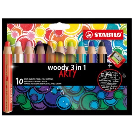 10 Matitoni colorati Stabilo Woody 3in1 Arty Line 880/10-1-20