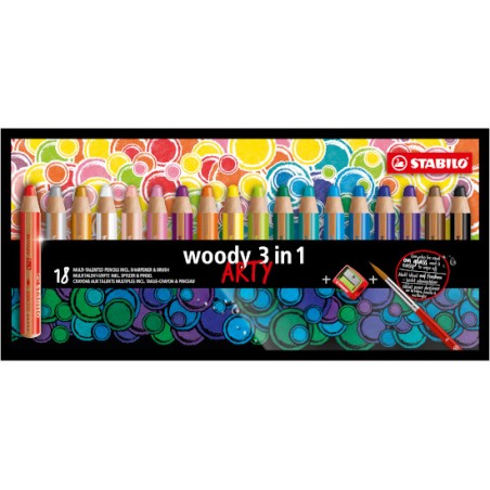 18 Matitoni colorati Stabilo Woody 3in1 Arty Line 880/18-1-20