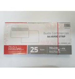 1 - PIGNA Busta SILVER90 STRIP bianca internografata senza finestra 11x23 conf. 25  593022AM