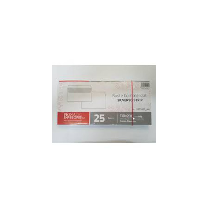 PIGNA Busta SILVER90 STRIP bianca internografata senza finestra 11x23 conf. 25  593022AM