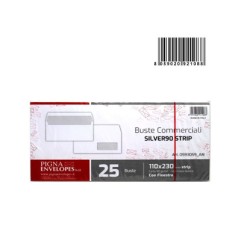 1 - PIGNA Buste SILVER90 STRIP BIANCA internografata 11x23 con Finestra 25pz 593059AM