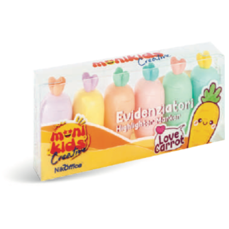 KAWAII EVIDENZIATORI LOVE CARROT -6pz COL. ASS. 36/049