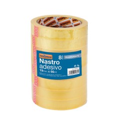 1 - 8 rotoli Nastro adesivo 19x66mt colore trasparente 02/010