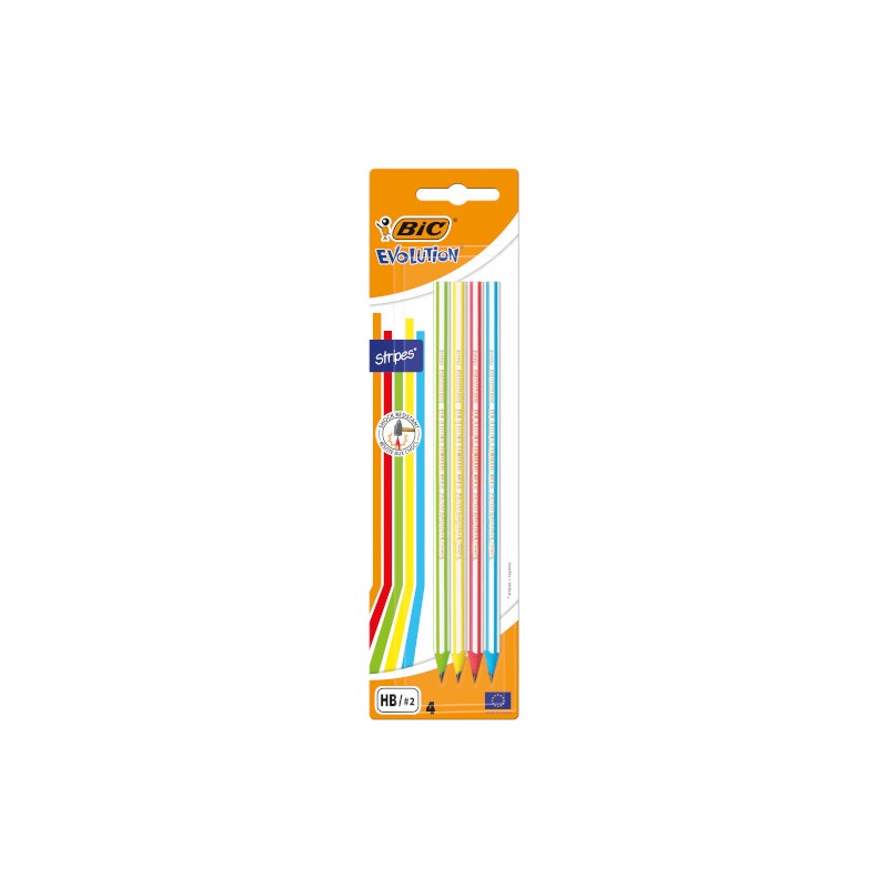 BIC Blister 4 pz Matite Nere Evolution Stripes 646 HB Multicolor 918485