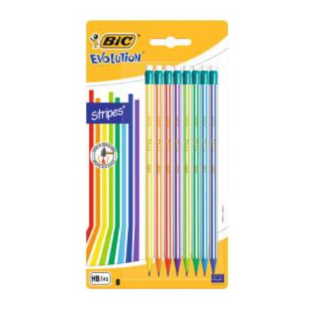 1 - MATITE NERE BIC EVOLUTION STRIPES 646 C/GOMMA bl.8pz 942077