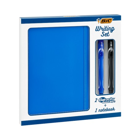 1 - BIC Writing Set GELOCITY QUICKDRY 2 Penne Nero Blu + Notebook 972157