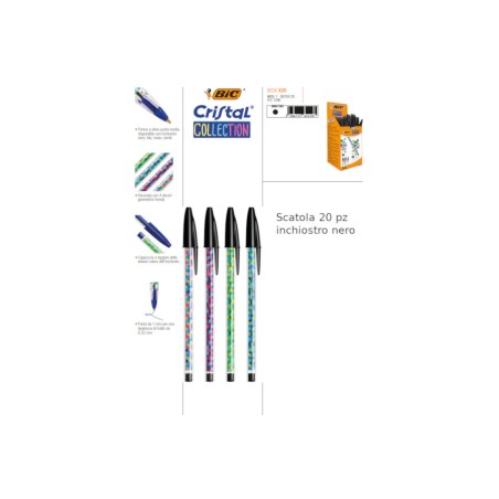 1 - BIC CRISTAL COLLECTION Set da 20 pz Penna Biro a sfera di colore Nero 996790