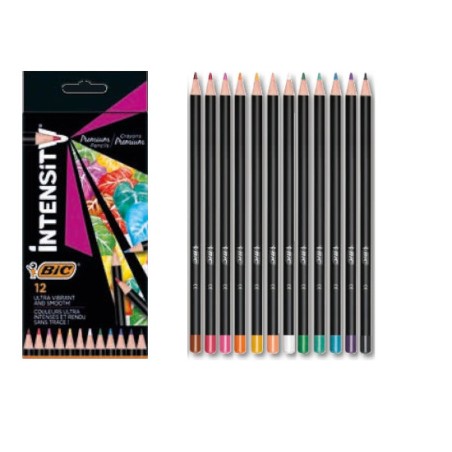 PASTELLI BIC INTENSITY PREMIUM DA 12 FUSTO NERO 951844