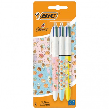 1 - BIRO BIC 4 COLOURS CUTTIE FOOD P.M -3pz 503771