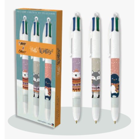 1 - BIRO BIC 4 COLOURS HELLO WINTER Set da 3pz  518211