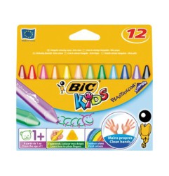 1 - BIC 12 pz Pastelli a cera Plastidecor Jumbo triangle assortiti 829773