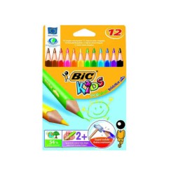 1 - 12 pz Pastelli Bic Evolution Jumbo triangle colori assortiti 829735