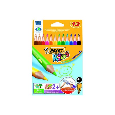 12 pz Pastelli Bic Evolution Jumbo triangle colori assortiti 829735