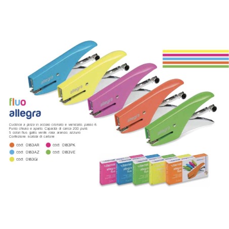 1 - ITERNET Cucitrice Allegra fluo azzurra in acciaio 6/4 0183AZ