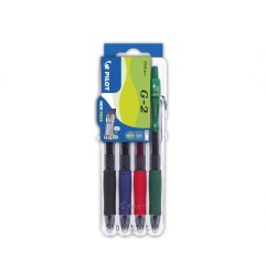 1 - Set2go Penna Roller Pilot Gel G-2 nero blu verde rosso 001428