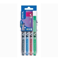 1 - Set2go Penna Roller Pilot Tecpoint V5 nero blu verde rosso 011689