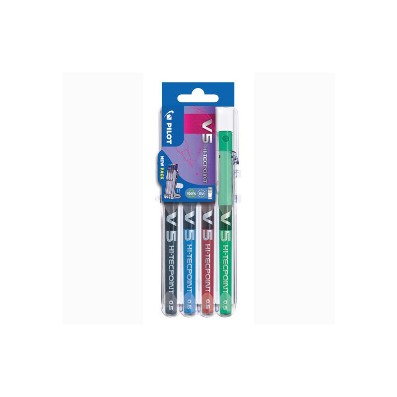 Set2go Penna Roller Pilot Tecpoint V5 nero blu verde rosso 011689