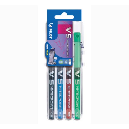 1 - Set2go Penna Roller Pilot Tecpoint V5 nero blu verde rosso 011689