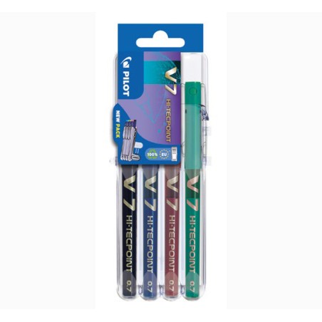 1 - Set2go Penna Roller Pilot Tecpoint V7 nero blu verde rosso 011709