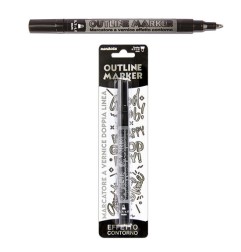 1 - MARKER PEN DOUBLE LINE SILVER/NERO 0,7/1mm 20/206