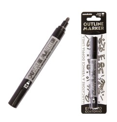 1 - MARKER PEN DOUBLE LINE SILVER/NERO 2/3mm 20/207