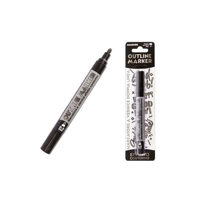 MARKER PEN DOUBLE LINE SILVER/NERO 2/3mm 20/207