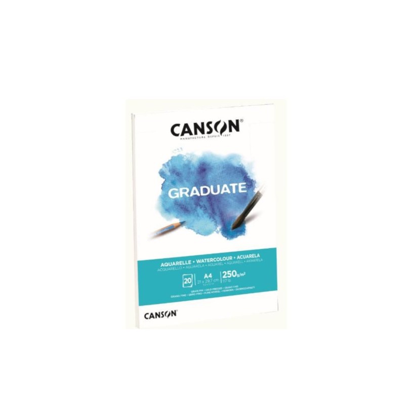 Blocco Canson Graduate Aquarelle A4 250gr. 20FG Collato C400110374