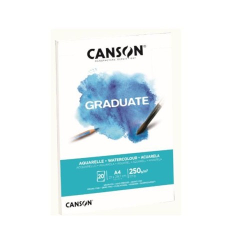 1 - Blocco Canson Graduate Aquarelle A4 250gr. 20FG Collato C400110374