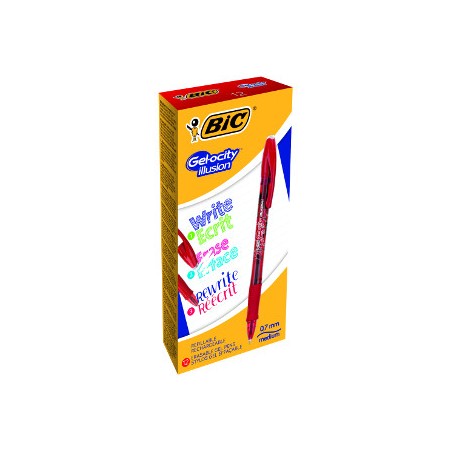 BIC GELOCITY ILLUSION Set da 12 pz di penne Biro Cancellabili di colore Rosso 943442