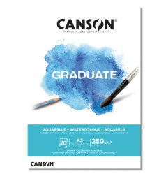 1 - Blocco Canson Graduate Aquarelle A3 250gr. 20FG Collato C400110375