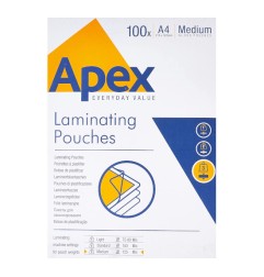 1 - FELLOWES 100 pezzi Pouches per plastificare formato A4 125my Apex 6003501