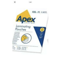 1 - FELLOWES 100 pezzi Pouches per plastificare formato A3 75/80my Apex 6001901