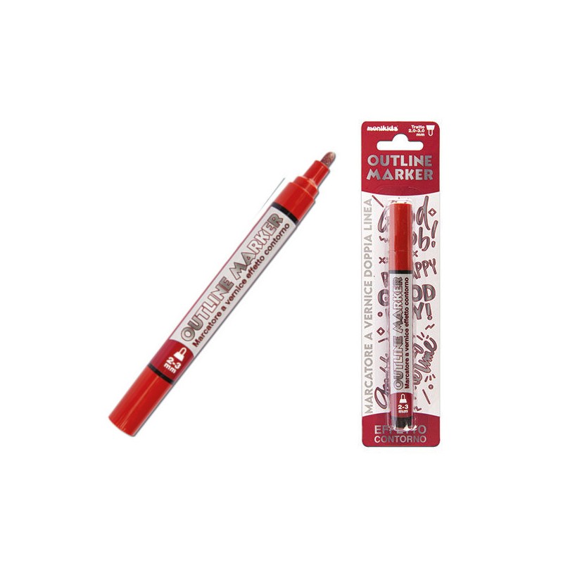 MARKER PEN DOUBLE LINE SILVER/ROSSO 2/3mm 20/211