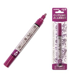 1 - MARKER PEN DOUBLE LINE SILVER/VIOLA 2/3mm 20/212