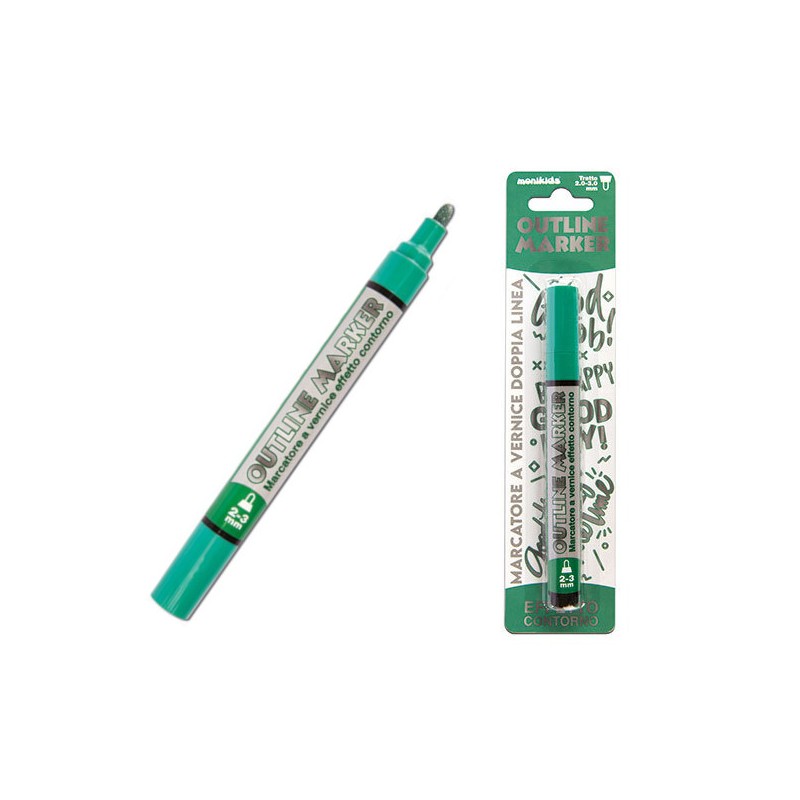 MARKER PEN DOUBLE LINE SILVER/VERDE 2/3mm 20/213