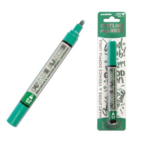 MARKER PEN DOUBLE LINE SILVER/VERDE 2/3mm 20/213