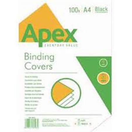 1 - FELLOWES 100 pz Copertine rilegatura effetto pelle Nero Apex A4 230 gr 6501001