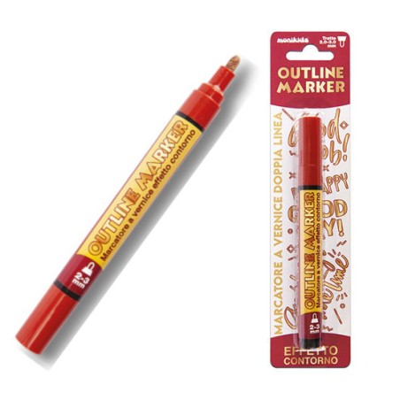 MARKER PEN DOUBLE LINE ORO/ROSSO 2/3mm 20/215