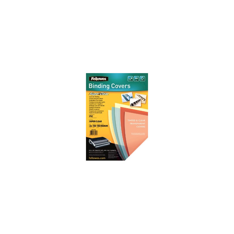 FELLOWES 100 pezzi Copertine in PVC trasparenti A4 150MY 5376001