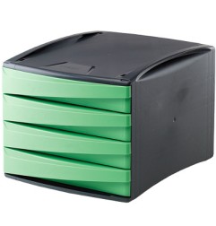 1 - FELLOWES 2 pezzi Cassettiera 4 cassetti verde acido 00190