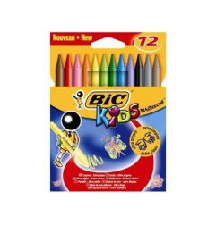 1 - BIC 12 pz Pastelli a cera Plastidecor colori assortiti 920299/945764