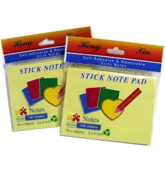 1 - 12 Pezzi Blocco Adesivo Post-it 76X100 Giallo  HX-A04