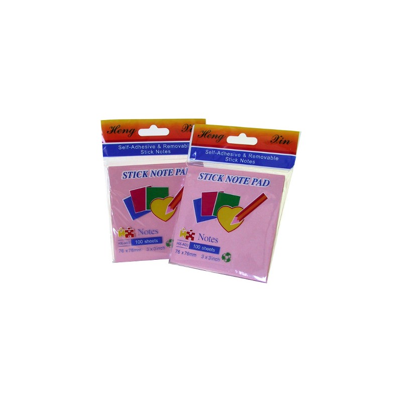 12 Pezzi Blocco Adesivo Post-it 76X76 Rosa HX-A03