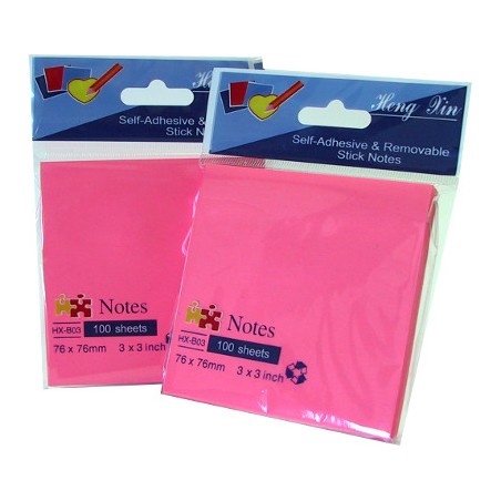 1 - 12 Pezzi Blocco Adesivo Post-it 76X76 Rosa Fluo  HX-B03