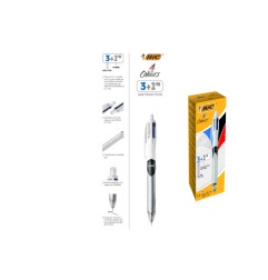 1 - BIC Set 12 pz Penna Biro a sfera 4 colori 3+1 Multifunzione 12/121 942104