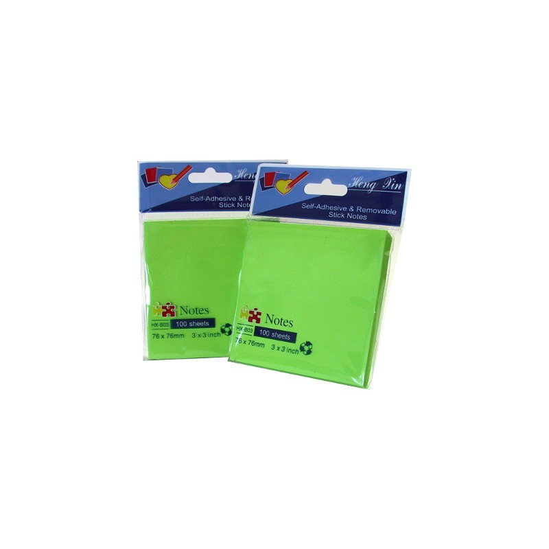 12 Pezzi Blocco Adesivo Post-it 76X76 Verde Fluo HX-B03