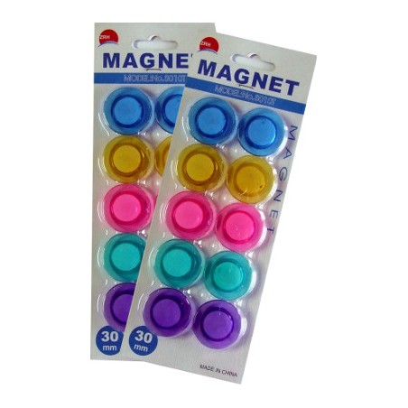 1 - 10 pz Magneti per lavagna diametro 30 MM in 5 colori trasparenti 3010T